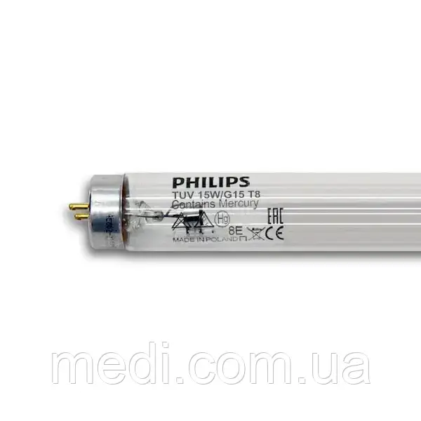 Лампа бактерицидна Philips TUV 15W/G15 T8 G13, 1 од.