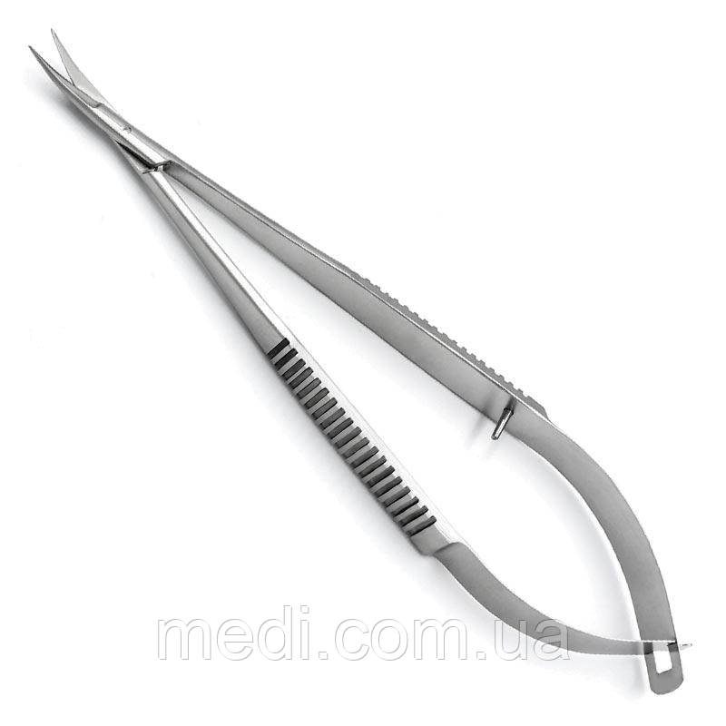 Ножиці за Ваннасом (Vannas), зігнуті, гострокінцеві, 140 мм DHS-02-483-14, фото 1