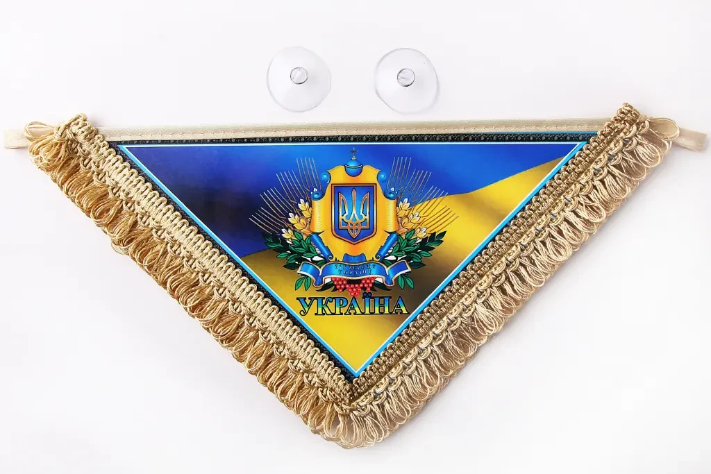 Сувенір на присосці Вимпел Прапор України з гербом трикутний, фото 1