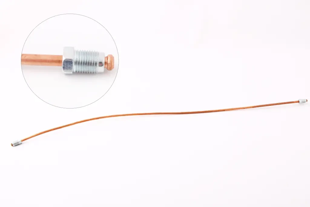 Трубка гальмівна d 5мм мідна 700 мм штуцер 10*1.0, фото 1