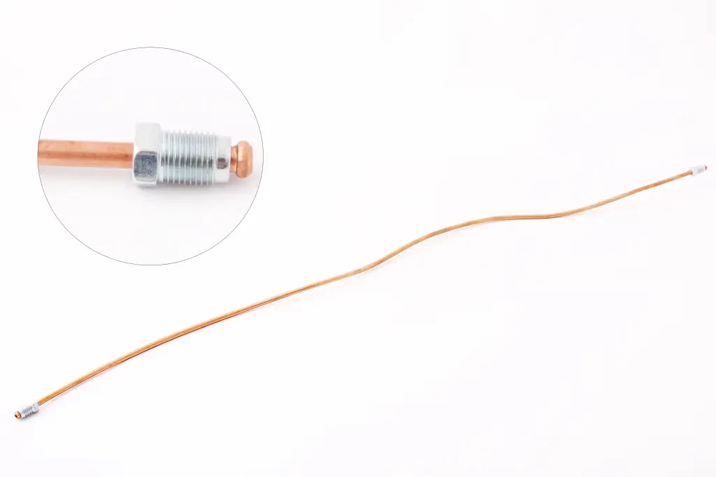 Трубка гальмівна d 5мм мідна 800 мм штуцер 10*1.0, фото 1