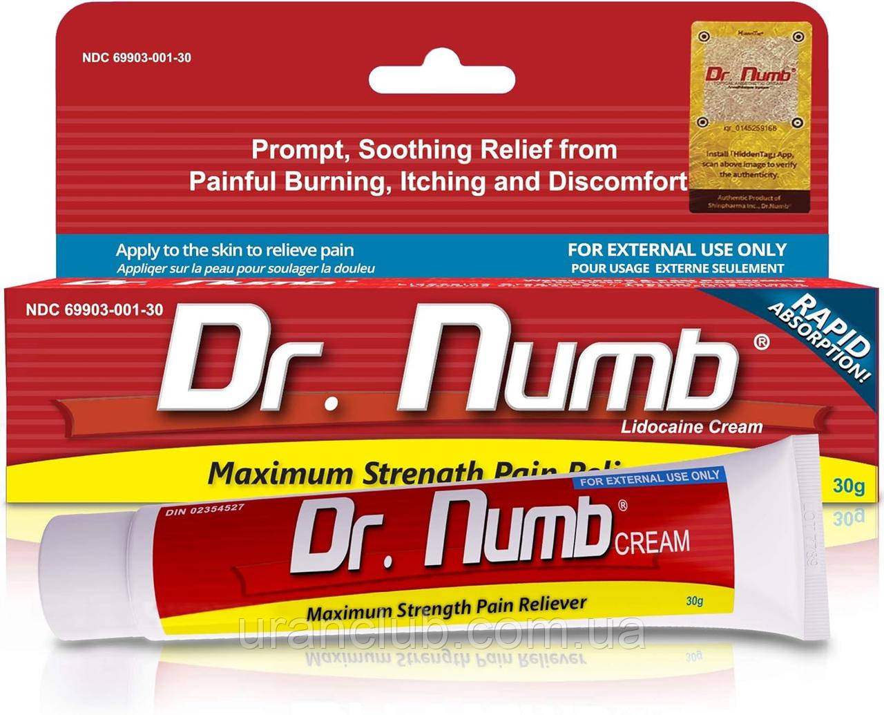Крем - анестетик Dr.Numb Др. Намб 30g місцева анестезія для процедур,салонів тату,краси,медичних
