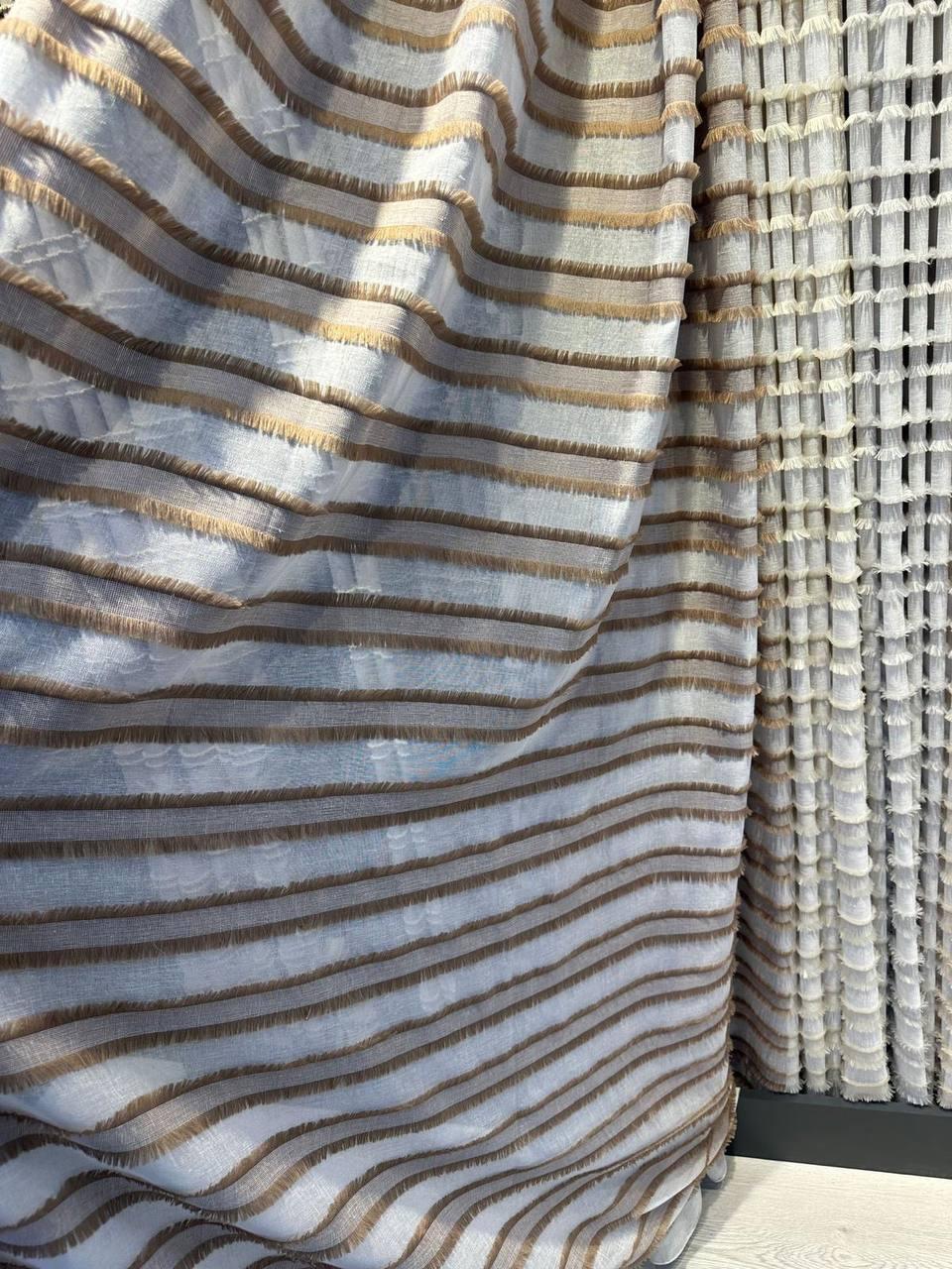 Тюль бамбук бежевий