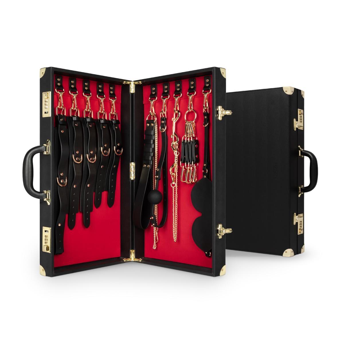 Набір для BDSM Bedroom Fantasies: Bondage Suitcase 13 Pcs — Cow Leather