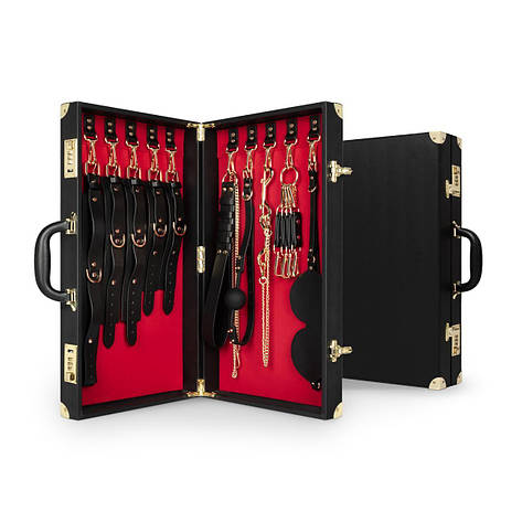 Набір для BDSM Bedroom Fantasies: Bondage Suitcase 13 Pcs — Cow Leather, фото 1