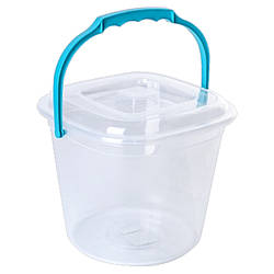Відро 6л пластикове Smart з кришкою (прозорий/бірюза) Алеана А171027-123
