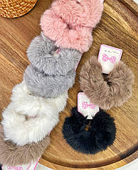 Гумки для волосся хутро Ø 7 см 10 шт./уп