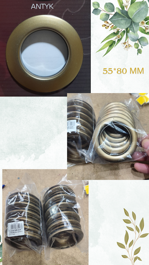 Люверс для щільних штор антік 5.5*8 см (Польща) (упаковка 6шт.), фото 1