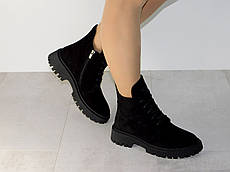 Черевики зимові жіночі замшеві чорні