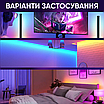 Світлодіодна стрічка лед LED гірлянда RGB лента підсвітка пульт світлодіодні стрічки кольорова 5м, фото 7
