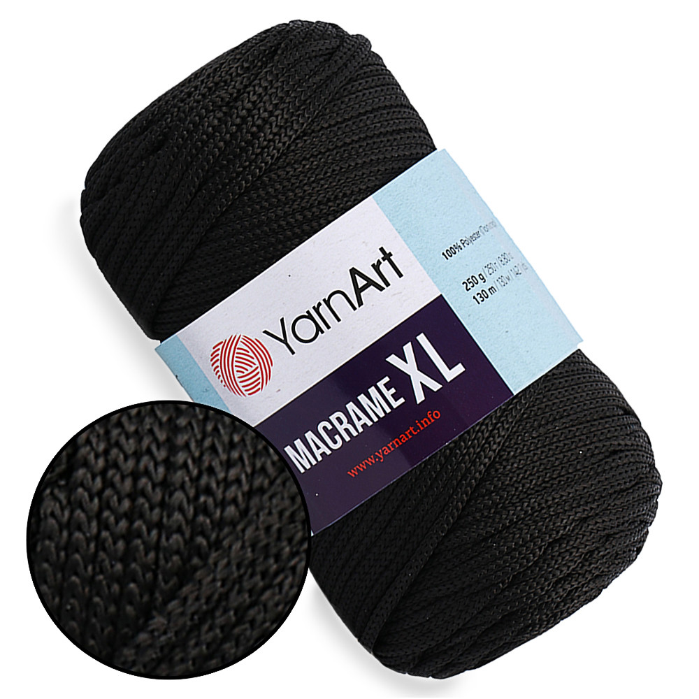 YarnArt Macrame XL, Чорний №148, шнур поліестеровий 4мм