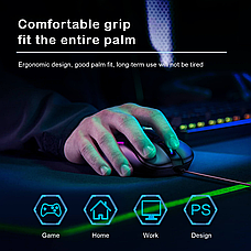 Ігрова миша Onikuma CW907 7200dpi з підсвічуванням RGB геймерська миша для ПК і ноутбука миша з килимком - Чорний, фото 3