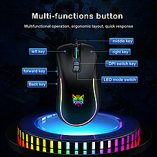 Ігрова миша Onikuma CW907 7200dpi з підсвічуванням RGB геймерська миша для ПК і ноутбука миша з килимком - Чорний, фото 5