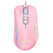 Ігрова миша Onikuma CW907 7200dpi з підсвічуванням RGB геймерська миша для ПК і ноутбука миша з килимком - Рожевий