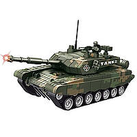Великий реалістичний іграшковий танк машинка військова техніка рухома вежа люк колеса подарунок хлопчикові звук