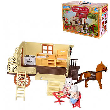 Набір флоксових тварин (2 фігурки котиків, фігурка конячки, меблі, карета) 1505