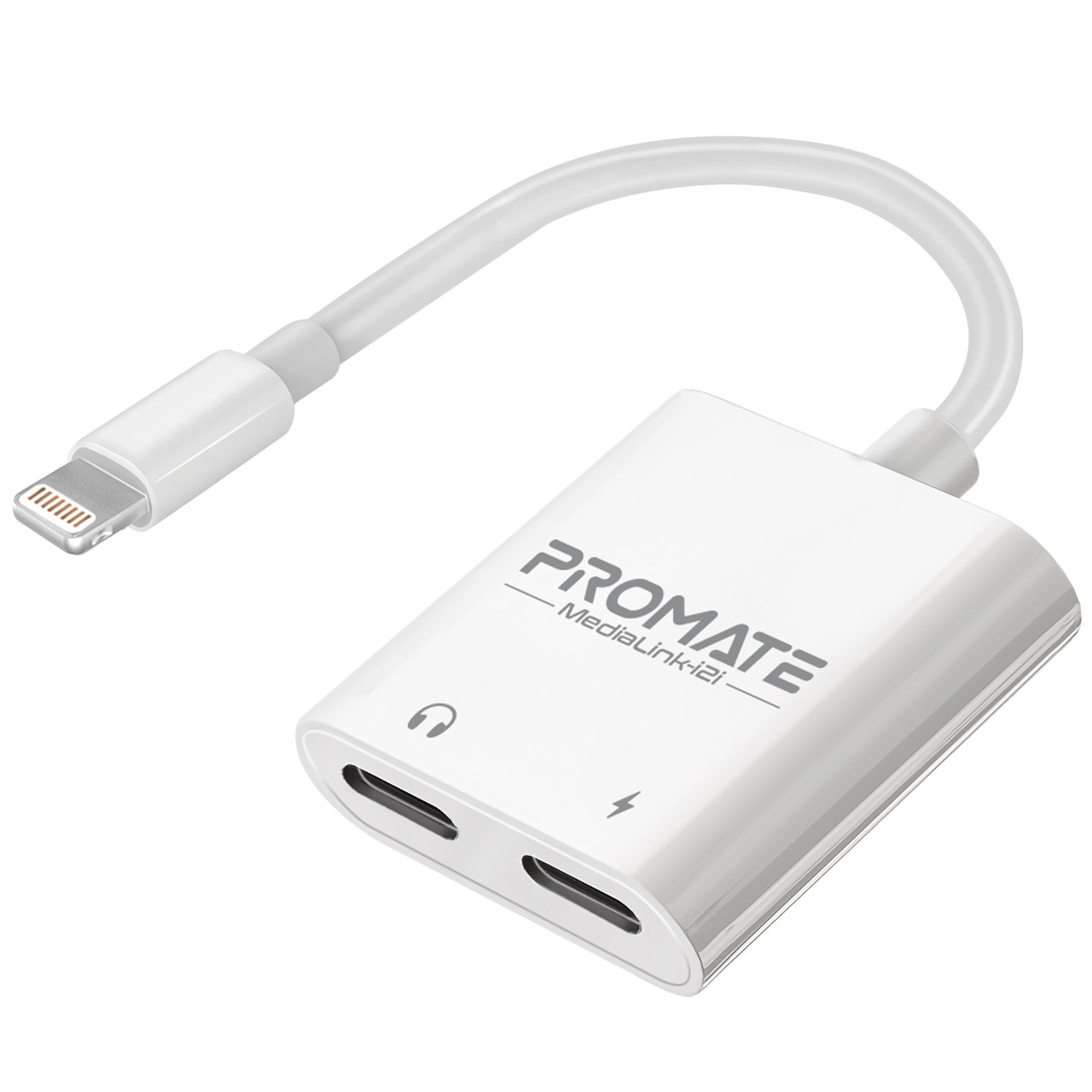 Адаптер Promate MediaLink-i2і Lightning/Lightning Audio+12W Lightning-in White (medialink-i2i)