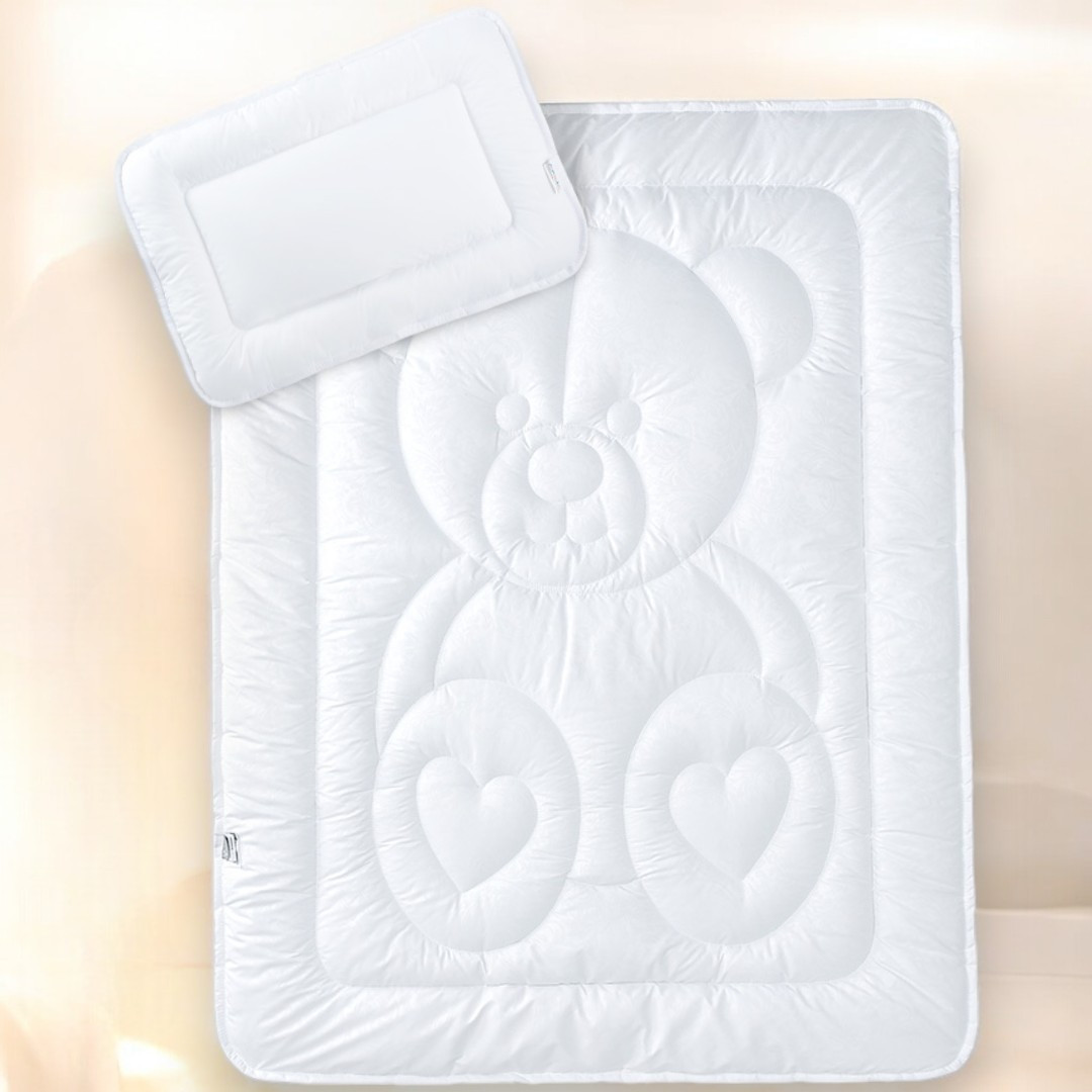 Набір ковдра дитяча з подушкою IDEIA Papaella — Ведмедик 100x135 + 40х60 білий, фото 1