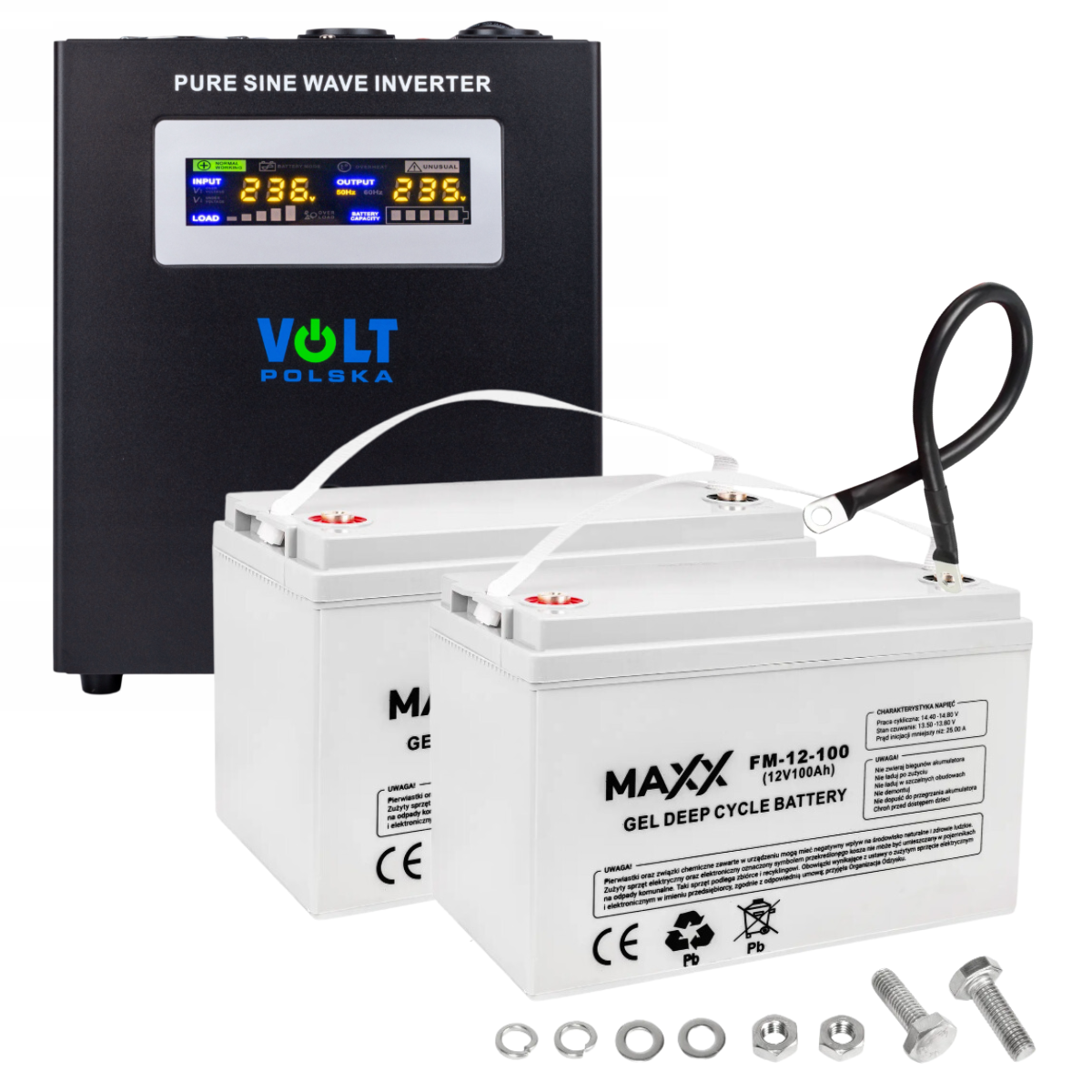 Набір ІПБ Volt Polska SINUS PRO 2000W + 2x Акумулятор VOLT VRLA 100Ah (2000W100FM)