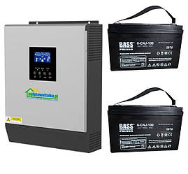 Сонячний фотоелектричний інвертор OFF-GRID PWM3KW50A PWM 3 KW + WiFi + акумулятор Bass Polska AGM BP-5976 (х2)
