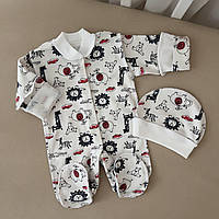 Чоловічок "Левенятко" з шапочкою Сіро/червоний Інтерлок арт.91449935  Зріст 40-30(р)