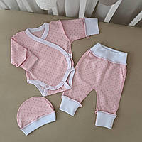 К-м "Краплинка" Боді, штани, шапочка Рожевий Інтерлок арт.91449959  Зріст 40-30(р)