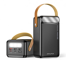 Зовнішній акумулятор Power Bank Awei P101K 60000mah / 22.5W / швидке заряджання / ліхтарик
