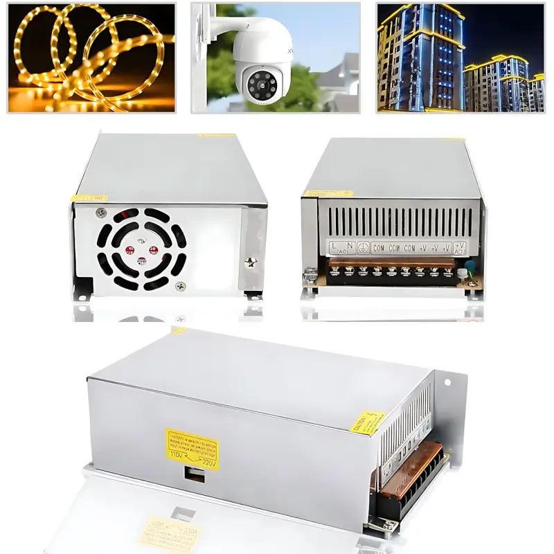 Імпульсний блок живлення AC-DC 12 V 50 A, 600 W, для світлодіодної LED стрічки, камер спостереження