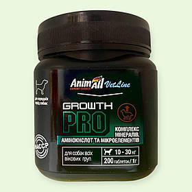 Вітаміни для середніх порід собак з колострумом та пробіотичним комплексом 200 таблеток AnimAll VetLine Growth PRO