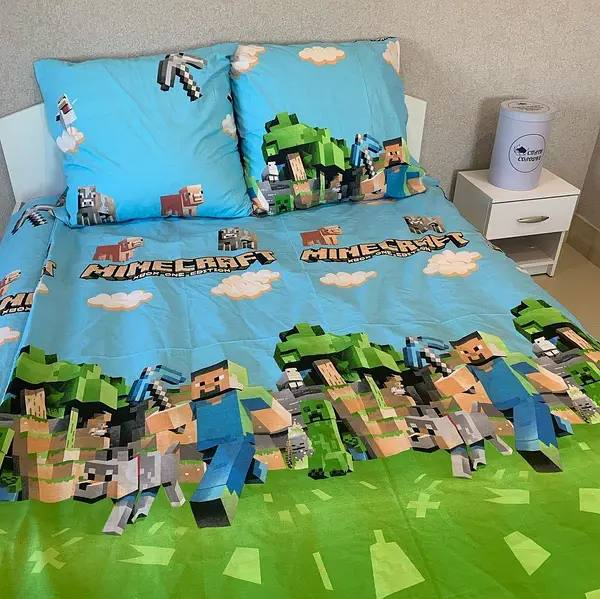 Полуторний комплект з бязі для дітей та підлітків "Minecraft" | Наволочка 50х70
