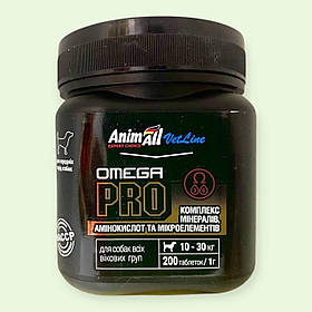 Комплекс вітамінів з омегою для малих і середніх порід собак AnimAll VetLine Omega PRO, 1 г х 200 таблеток
