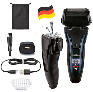 Електробритва SilverCrest SFR 3.7 A1 (3 леза, 70 хв роботи/мережа, IPX6, Німеччина)