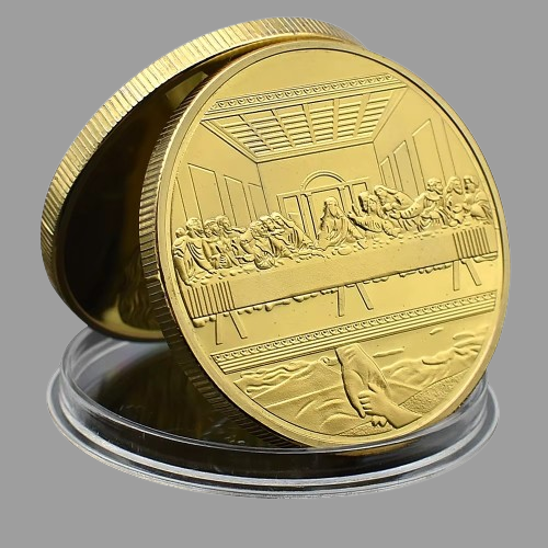 Сувенір позолочена монета медаль Синя Таємна точка (в капсулі), фото 1