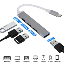 Хаб USB 4в1 Type-C Silver