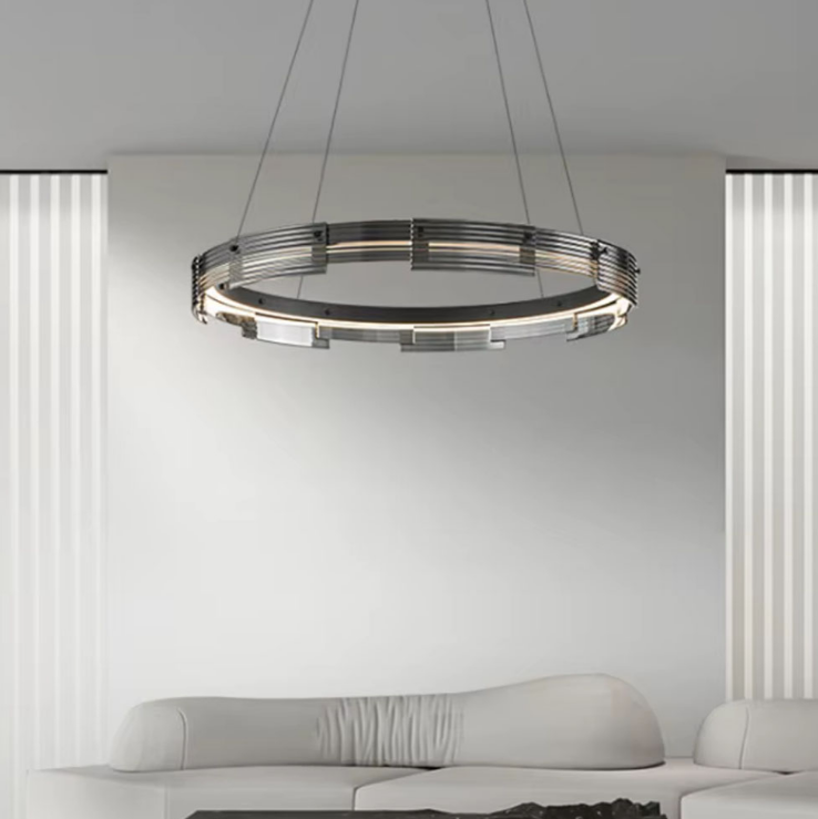 Люстра із підвісним чорним кільцем з графітовими пластинами Ø 80 см MJ 231-800 BK, фото 1