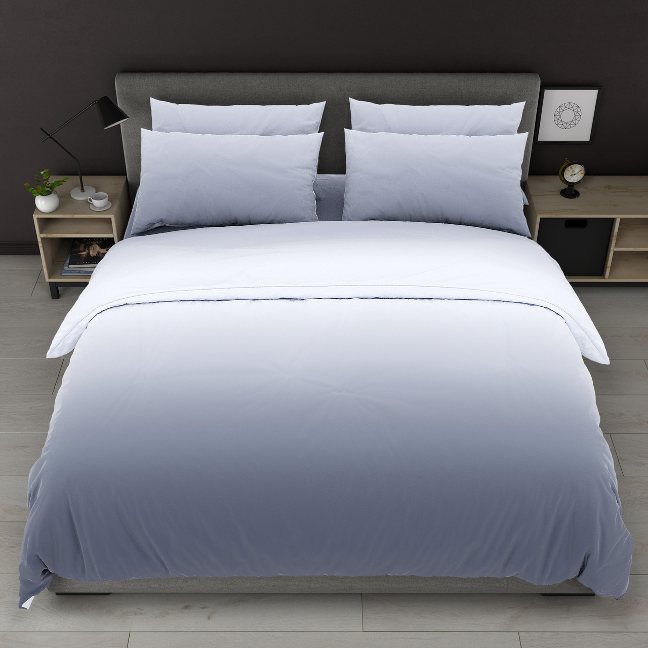 Наволочка на блискавці 70х70 (Бязь) | Від виробника "Королева Ночі" | Однотонний сіро-блакитний, фото 1