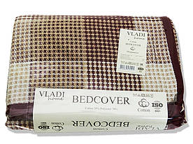 Покривало Vladi бавовняне літнє карта 170*210 двоспальне біло-пісочно-бордо оптом