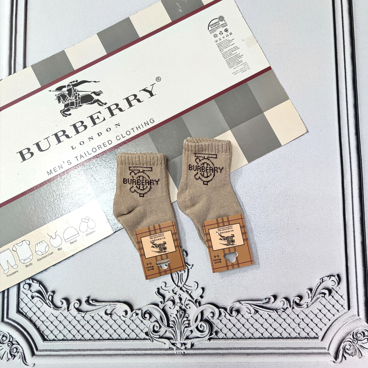 Бавовняні шкарпетки Берберрі для новонароджених, фото 1