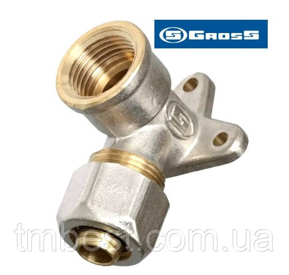 Кут інсталяційний 16*1/2"В металопластиковий розбірний з внутрішньою різьбою