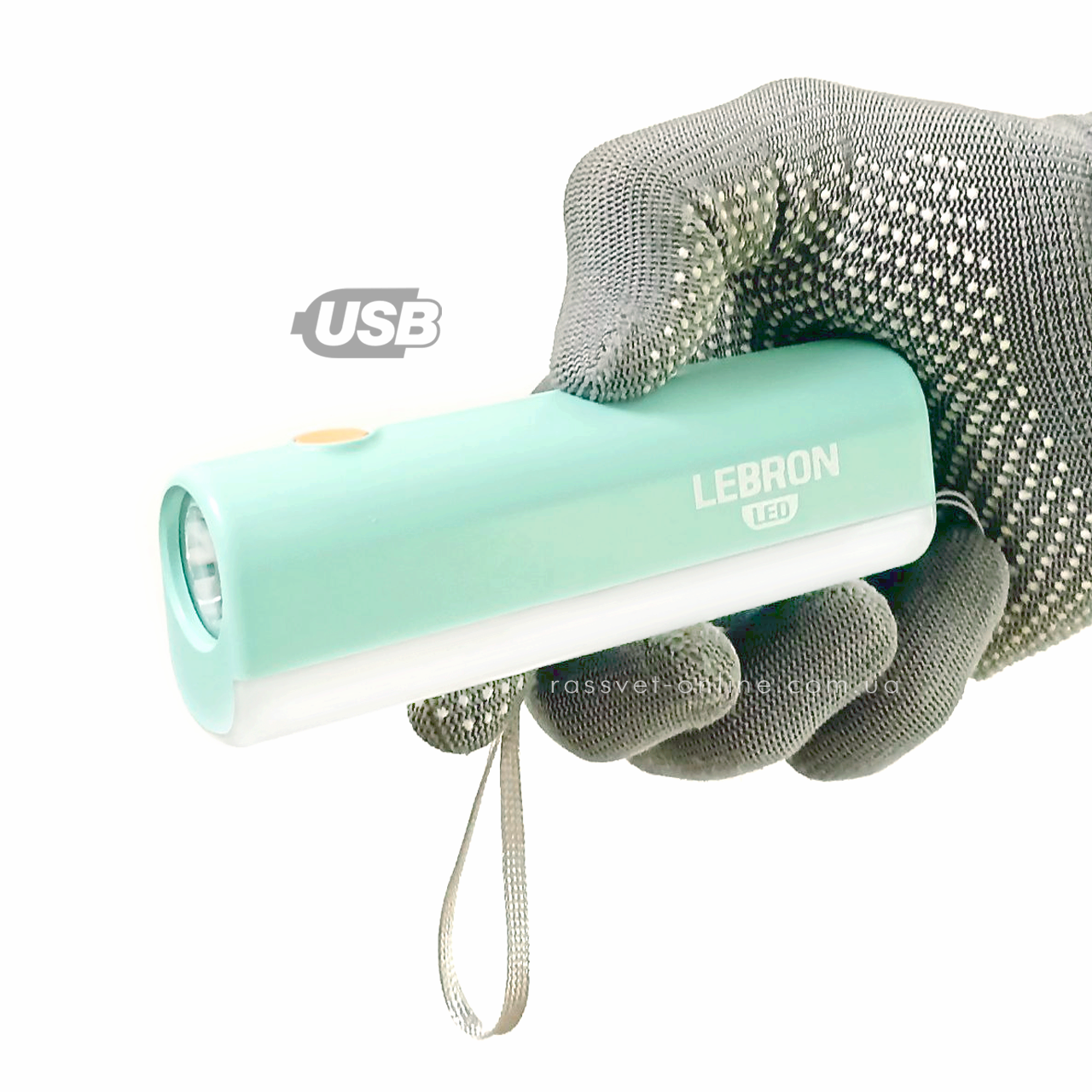 Світлодіодний LED ліхтар з акумулятором Lebron 15-15-15 5W+1W USB DC5V 1200mAH 250Lm 6000K L-HL-15 бірюзовий, фото 1