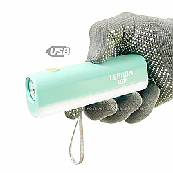 Світлодіодний LED ліхтар з акумулятором Lebron 15-15-15 5W+1W USB DC5V 1200mAH 250Lm 6000K L-HL-15 бірюзовий
