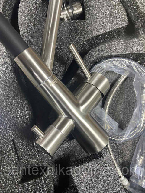 Смеситель для кухни под осмос ZEGOR SAM18-F090YB нержавейка