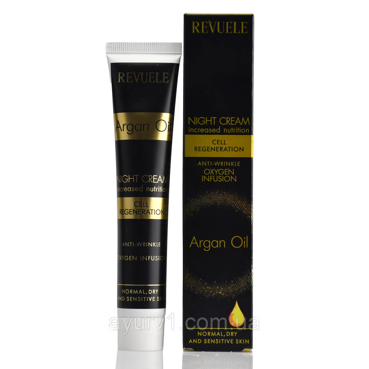 Антивіковий нічний крем для обличчя з аргановою олією, Night Cream Anti-Wrinkle, Revuele, 50 ml