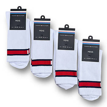 Шкарпетки чоловічі демісезонні бавовна Tommy Hilfiger Tennis, Туреччина, розмір 40-42, білі, 04480