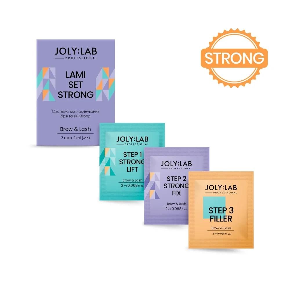 Система для ламінування брів та вій Strong Joly:Lab, 3*2 мл, фото 1