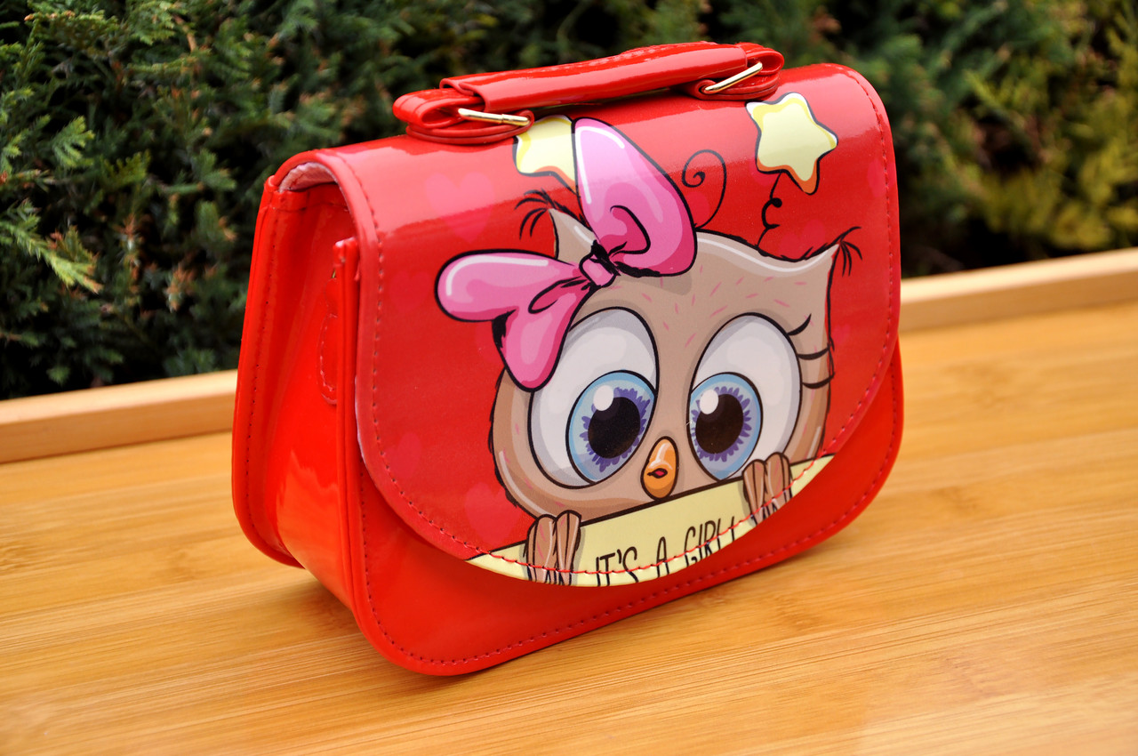 Дитяча сумочка "Сова", на 1 відділення з ручкою та ремінцем на магнітному замку, фото 1