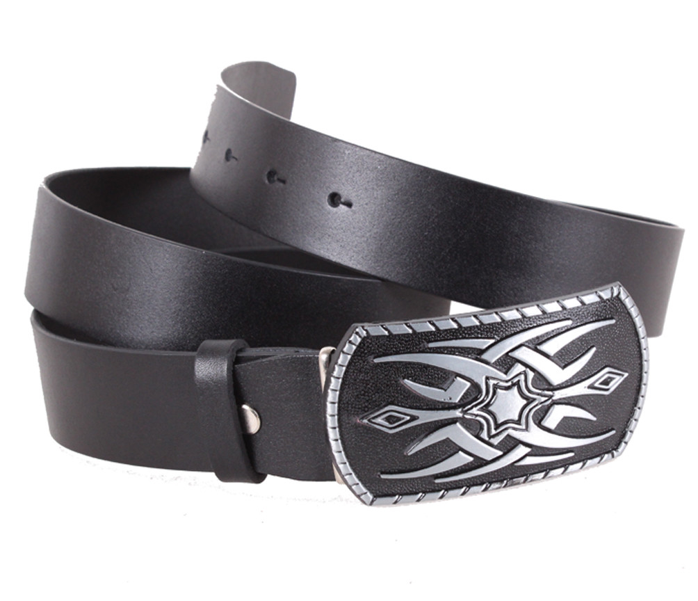 Чоловічий ремінь з натуральної шкіри під джинси blx90370-22 чорний, фото 1