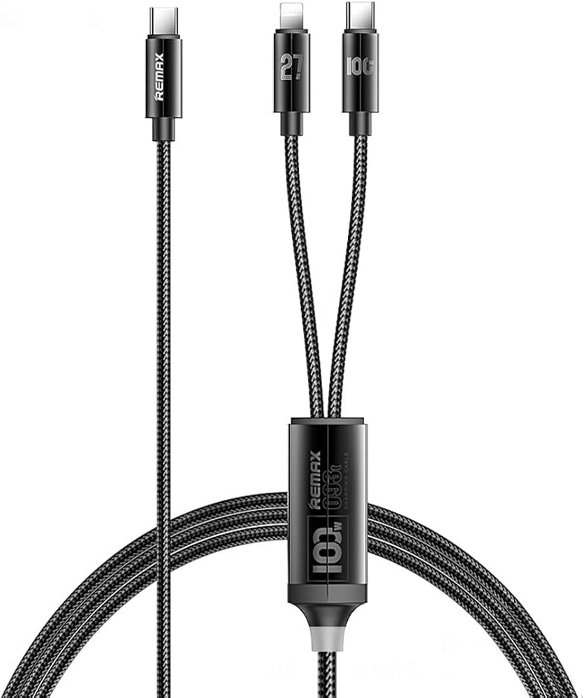 Алюмінієвий кабель для швидкого заряджання серії REMAX Kerolla 100 Вт RC-093T (тип C-тип C+Lightning)