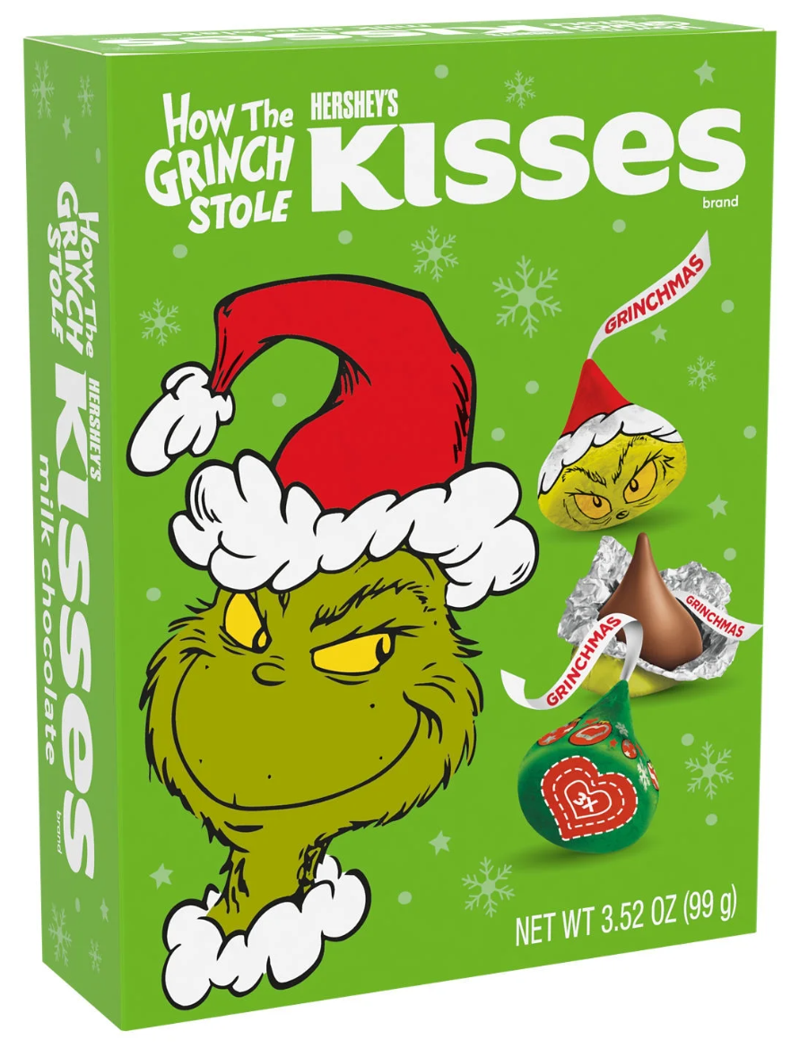 Новорічні цукерки Грінч Hershey's Kisses Grinch Milk Chocolate Christmas Candy 100 г