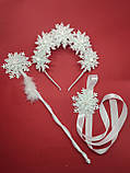 Набір Сніжинка(Обруч+браслет+паличка) Набор Снежинки Сніжинки Новогодний Ободок Новорічний обруч, фото 3